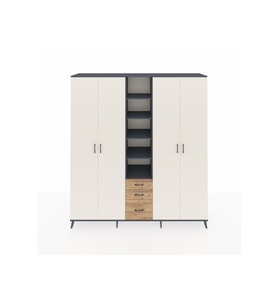 Hyperion Dolap 17 Raflı 3 Çekmeceli 4 Kapaklı 220x44x243 Antrasit-Aytaşı/Çam