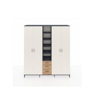 Hyperion Dolap 17 Raflı 3 Çekmeceli 4 Kapaklı 220x44x243 Antrasit-Aytaşı/Çam