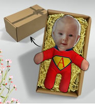 BK Gift Hediye Kutusunda Kişiye Özel Fotoğraflı Süper Kahraman Bebek Yastık-13, Arkadaşa Hediye, Sevgiliye Hediye, Doğum Günü Hediyesi
