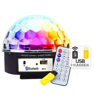GM-0803B Sihirli Led Dönen Disko Topu Hoparlör Kablosuz USB/Mp3/Bluetooth Kumandalı 360 Derece (4767)