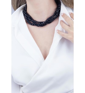 Siyah İnci ve Kristal Boncuk Sarmal Kolye