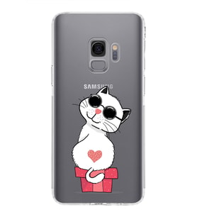 Samsung Galaxy S9 Uyumlu Kamera Korumalı Kapak Coolcat Tasarımlı  Şeffaf  Kılıf