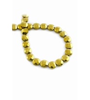Hematit Doğal Taş Parlak Gold Yuvarlak Bombeli Faset Kesim 8mm Dizi [AA]