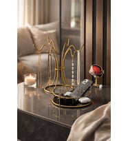 2'li Set Mat Gold 6 Kancalı Takı Askılığı, Tek Katlı Organizer Seti