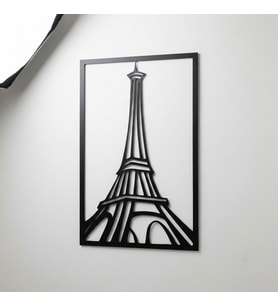 Paris Eyfel Kulesi Duvar Tablosu - Siyah MDF Duvar Dekoru