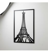 Paris Eyfel Kulesi Duvar Tablosu - Siyah MDF Duvar Dekoru