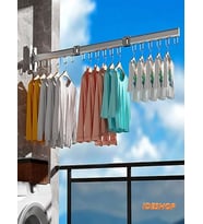 IDE Çamaşırlık  Elbise Kurutma Askısı, Katlanabilir Balkon, Çamaşırhane, Banyo Alüminyum Çubuk 360° Dönen,