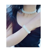 Choker Kolye Bileklik İnci Set Bijuteri Set (Krem)