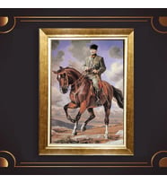 Özel Seri Paspartulu Çerçeveli Atatürk Tablo l746 (Gold)
