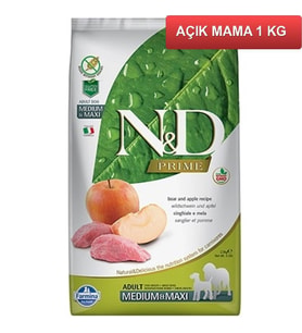 ND Tahılsız Yaban Domuzlu Elmalı Medium Maxi Yetişkin Köpek Maması 1 Kg AÇIK