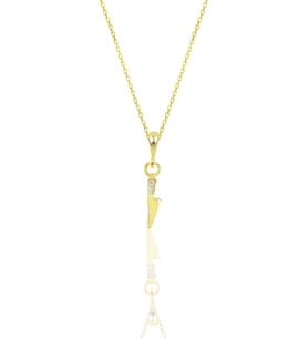 Gümüş altın yaldızlı zirkon taşlı bıçak modeli kolye SGTL11872GOLD