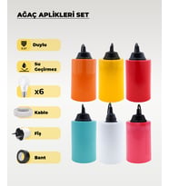 Hazır Set Karışık Renk Ağaç Feneri - 6 Adet (Sarı Işık Ampul, Kablo, Fiş ve Bant Dahil) (Çok Renkli)