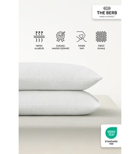THE BERB  2'li Havlu Dokulu Yastık Kılıfı Seti  50 x 70  Fermuarlı  Yumuşak Terry Kumaş (Kar Beyaz)