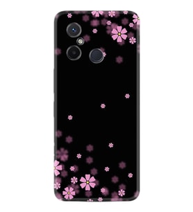 Xiaomi Redmi 12C Kılıf Resimli Desenli Baskılı Silikon Black flowers 1391