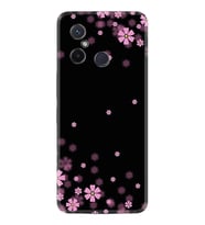 Xiaomi Redmi 12C Kılıf Resimli Desenli Baskılı Silikon Black flowers 1391
