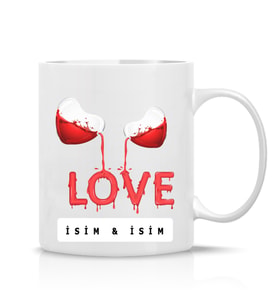 Sevgiliye özel Hediye Love yazılı İsimli Çay Kahve Kupa Bardak