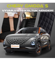 Chery Omoda 5 Siyah Renk Tay Tüyü Cepli & Terletmez Sırtlı Oto Koltuk Minder Seti - Koltuk Koruma Kılıfı (ÖN & ARKA TAM SET)