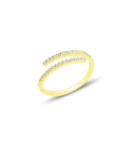 Gümüş altın yaldızlı  zirkon taşlı üstten ayarlamalı yüzük SGTL11813GOLD (Rose)