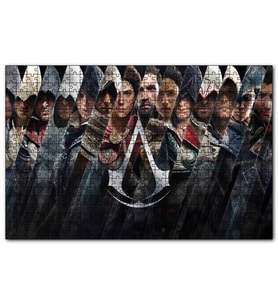 Cakapuzzle Assassins Creed Dikey Şeritler Tüm Karakterler  Puzzle Yapboz MDF (Ahşap) (120 Parça)