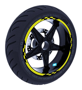 Moto GP Yarış Bayraklı Floresan Sarı Jant Şeridi Sticker Çınar Extreme
