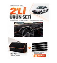 MITSUBISHI LANCER (1987-1991) Uyumlu Torpido Örtüsü + Tay Tüyü Bagaj Çantası + Sticker Seti - Siyah Kahverengi