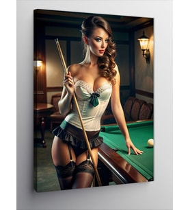 Kanvas Tablo Bilardo Oynayan Kadın
