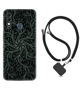 Tecno Spark 8T Kılıf Silikon Boyun Askılı İpli Desenli Silikon Sarmaşıklar 1675