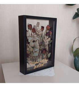 İsimli SİYAH 30x40 cm Çift Yönlü Anı Çerçevesi! Gül Kutusu Şeffaf Gül Kutusu