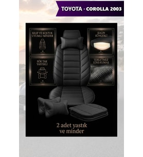 corolla 2003 Koltuk ve Kılıf uyumlu Yastık Siyah Lüks Minder 2 Minder 2 Yastık