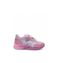 Günlük Cırtlı Kız Çocuk Spor Ayakkabı Renkli Simli Hafif Taban Süs Detay Lastik Bağcık Sneaker 4010 (Pembe-Lila)