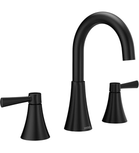 Moen Ronan Mat Siyah İki Kulplu Yaygın Modern Banyo Bataryası, Vana Dahil, 84023Bl