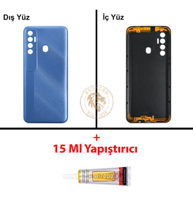 Tecno Yapıştırıcı Spark 7 Pro Alp Mavisi Yapıştırıcı B-7000 Yapıştırıcı Arka Kapak Arka Cam Batarya Kapağı Lazer Kesim Kapak Pil Kapağı Back Cover