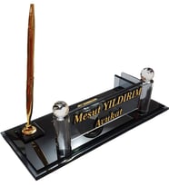 İsimlik - Kristal Masaüstü Kalemli - Ofis Makam Hediyesi M188 FUME GOLD