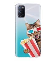 PrintiFy Oppo A92  ile Uyumlu 1mm Slim Fit Kedi 1 050b Baskılı Şeffaf  Kılıf