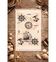 %100 Pamuk Saçaklı Dijital Baskı El&Yüz Havlusu 40x60 cm–Yumuşak Doku,Yüksek Su Emici Mutfak Havlusu (Ekru - Kahverengi)
