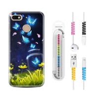 General Mobile GM8 Go GM9 GM20 Pro Plus Kılıf Kablo Koruma Spiral Silikon Neon Butterflys 1309