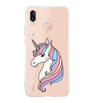 Huawei P20 Lite Uyumlu Kamera korumalı Kapak Unicorn Tasarımlı  Şeffaf Kılıf