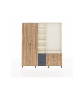 Arges Dolap 13 Raflı 3 Çekmeceli 4 Kapaklı 220x30x243 Aytaşı-Çam/Antrasit