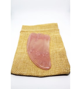 Pembe Kuvars Taşı Gua Sha Yüz Bakımı Kaz Ayağı (Özel Kesesinde)