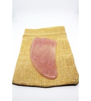 Pembe Kuvars Taşı Gua Sha Yüz Bakımı Kaz Ayağı (Özel Kesesinde)
