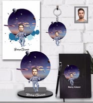 Kişiye Özel Uzay Karikatürlü 5 li Hediye Seti Bay-3