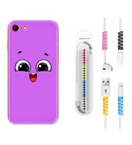 Apple iPhone 5 6 7 8 Plus Se XR Kılıf Kablo Koruma Spiral Silikon Purple Sweety 1717
