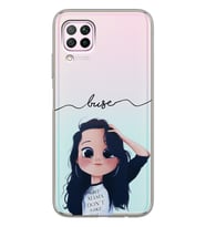 Huawei Sweet Girl Tasarımlı Şeffaf Telefon Kılıfı