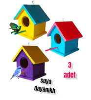 ahşap kuş yuvası dış mekan suya dayanıklı 3 adet