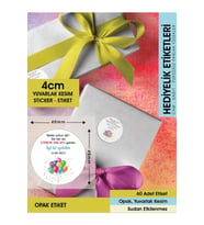 Balonlu Konsept, Hediyelik Etiket 4cm - 60 Adet Opak Etiket