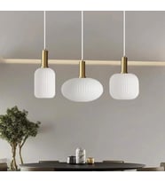 Rsylight Rustik Dekoratif Metal Modern Masa Üstü Eskitme Kaplama Beyaz Opal Camlı 3 lü Avize