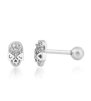 Taşlı Kurukafa Gümüş Piercing (A.Beyaz)