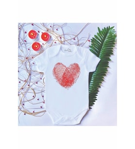 Unisex Bebek Baskılı Kalp Parmak Izi Love %100 Pamuklu Çıtçıtlı Body Zıbın