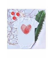 Unisex Bebek Baskılı Kalp Parmak Izi Love %100 Pamuklu Çıtçıtlı Body Zıbın