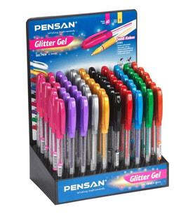 Pensan Glitter Simli Jel Tükenmez Kalem 1.0 Mm 9 Renk Karışık (60 Lı Paket)